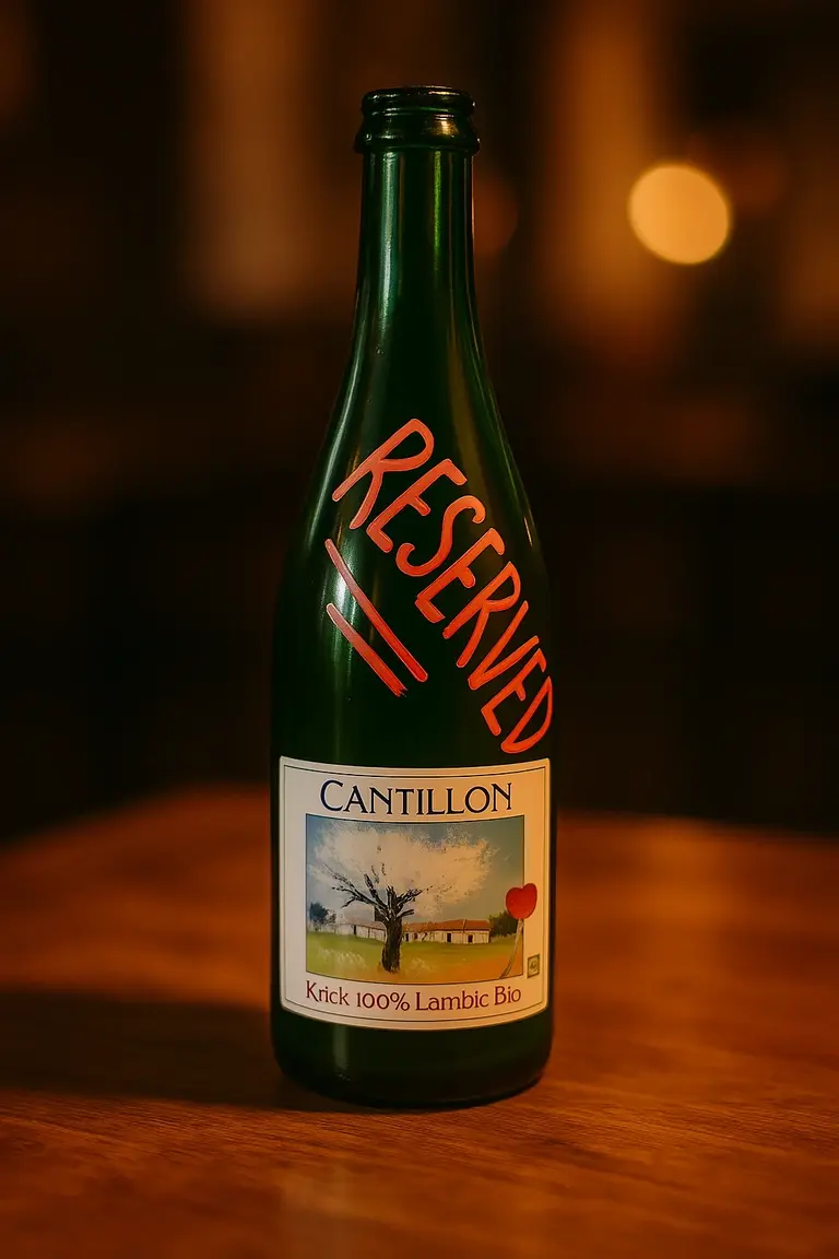 Reserved bottle on table